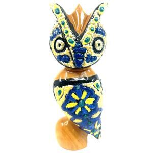 Punta Cana 4" Carved & Handpainted Wooden Owl Figurine